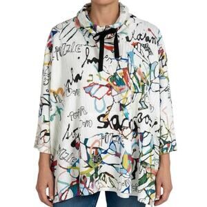 Inoah Sz Small Wearable Art to Wear Artsy Abstract Unique Blouse Shirt Top